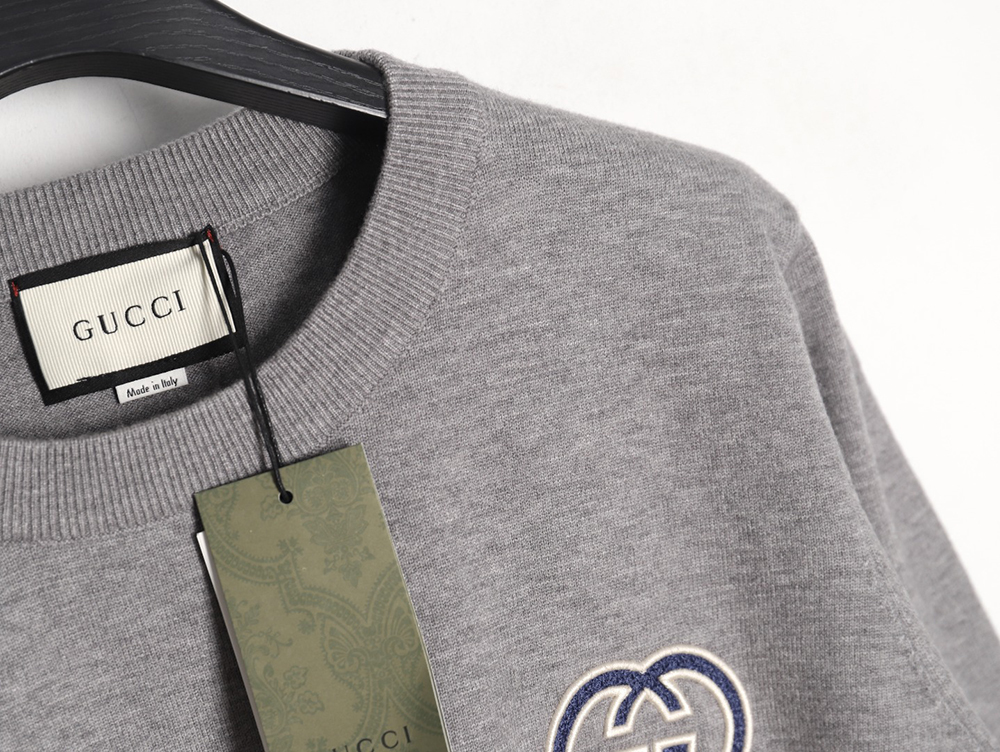 Gucci 23Fw Double G embroidered small logo knitted sweater