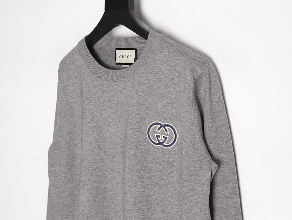 Gucci 23Fw Double G embroidered small logo knitted sweater