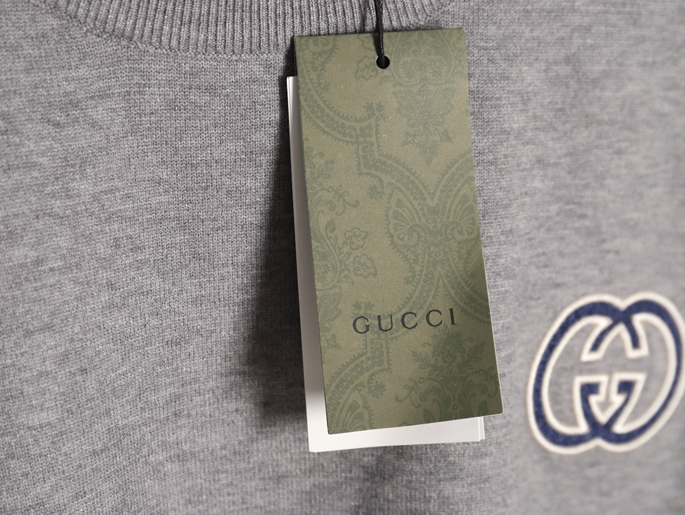 Gucci 23Fw Double G embroidered small logo knitted sweater