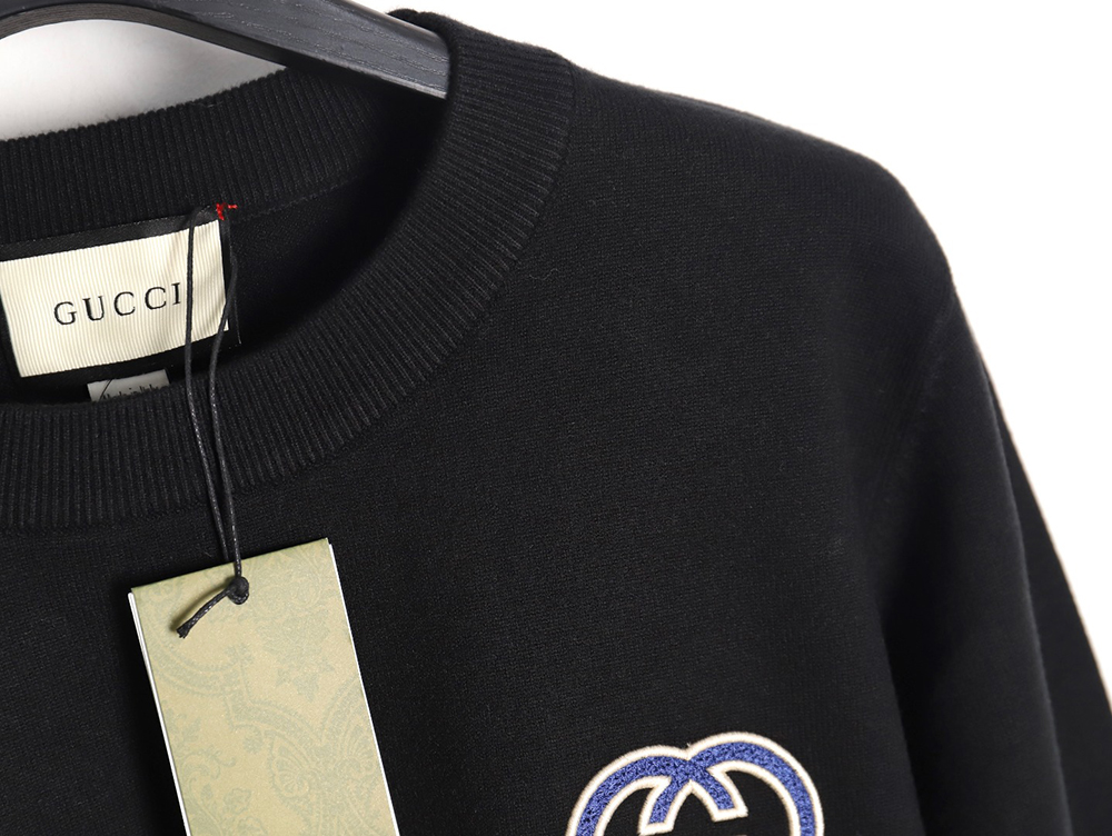 Gucci 23Fw Double G embroidered small logo knitted sweater