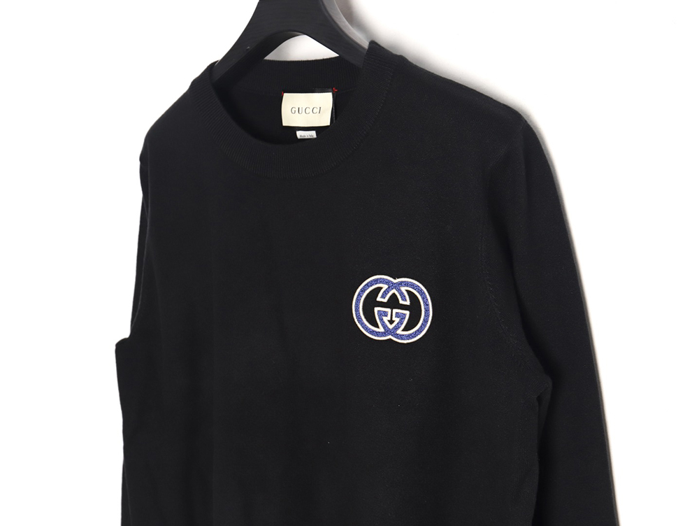 Gucci 23Fw Double G embroidered small logo knitted sweater