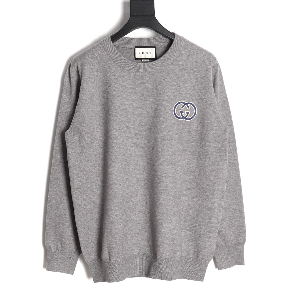 Gucci 23Fw Double G embroidered small logo knitted sweater