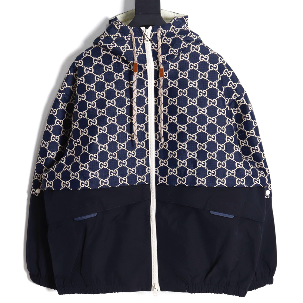 Gucci new color block sleeve detachable hooded jacket