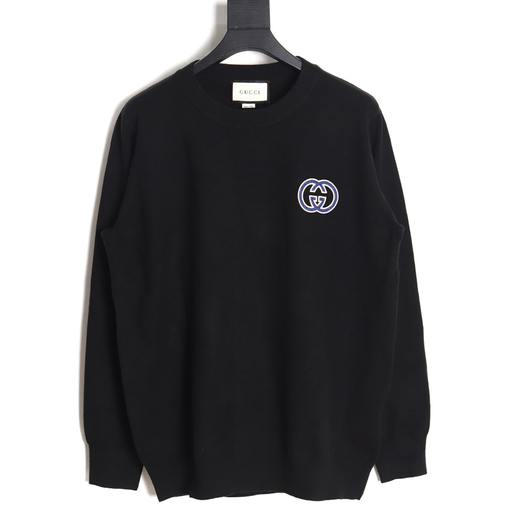 Gucci 23Fw Double G embroidered small logo knitted sweater