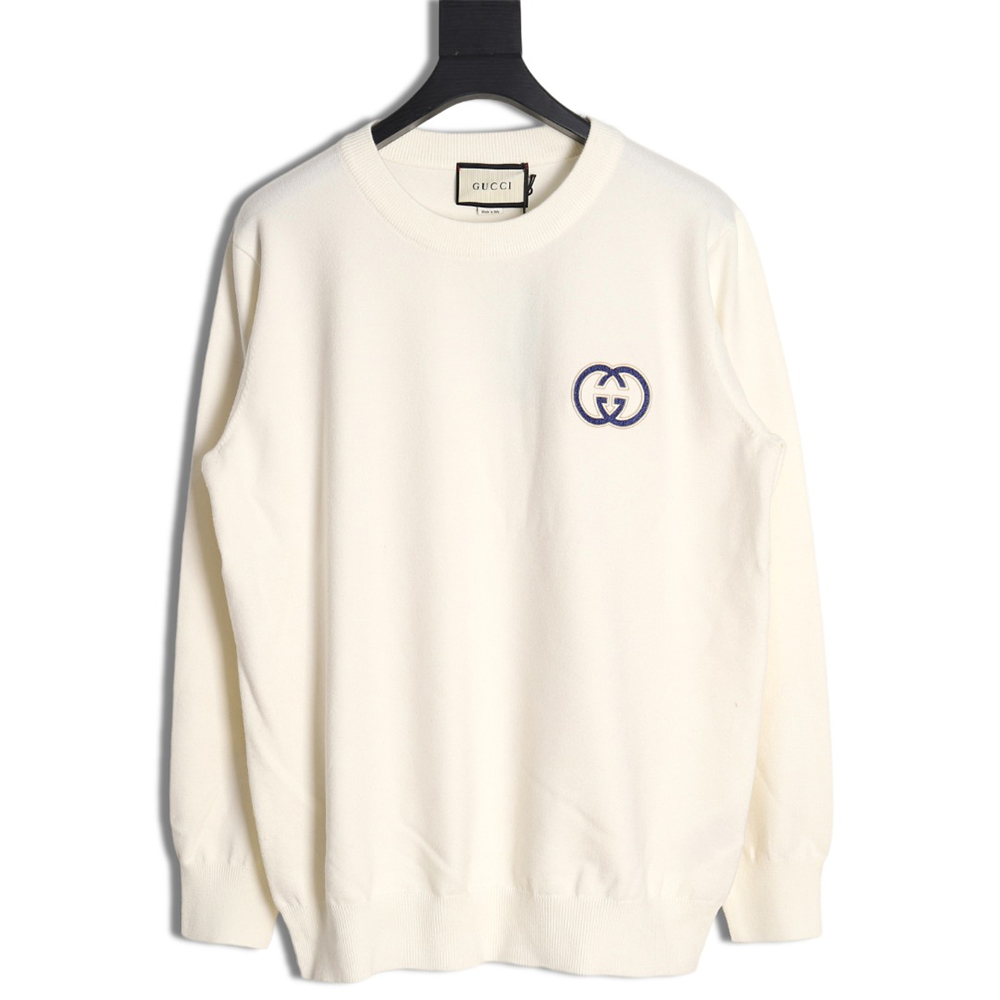 Gucci 23Fw Double G embroidered small logo knitted sweater