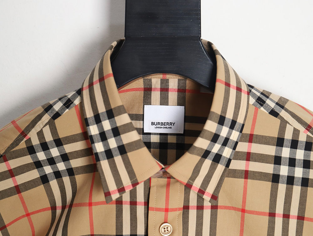 Burberry classic placket cuffs striped web check shirt