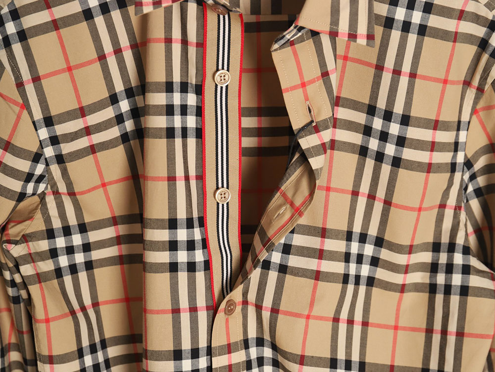 Burberry classic placket cuffs striped web check shirt