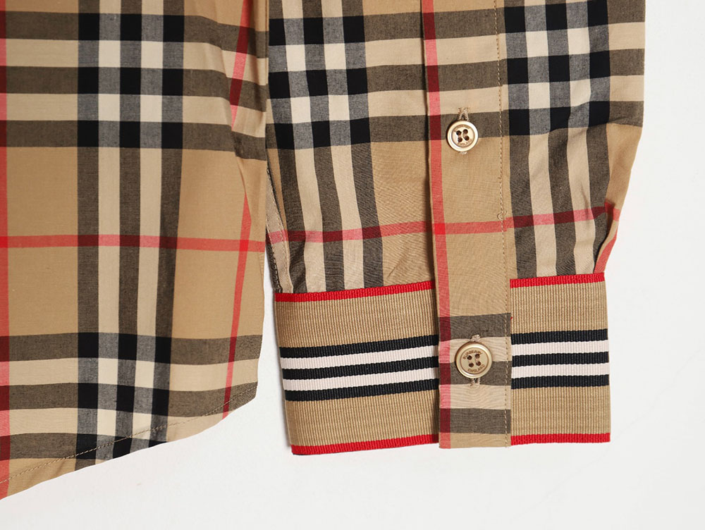 Burberry classic placket cuffs striped web check shirt
