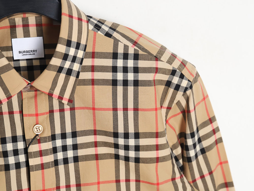 Burberry classic placket cuffs striped web check shirt