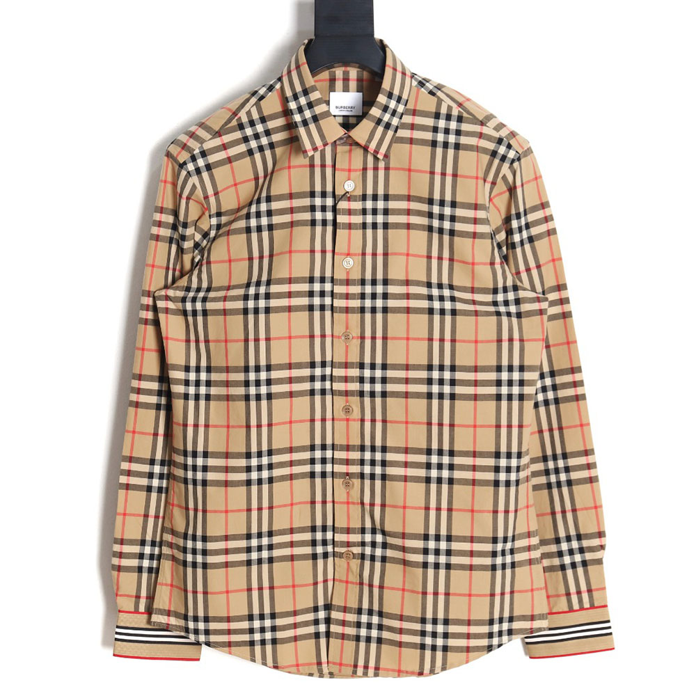 Burberry classic placket cuffs striped web check shirt