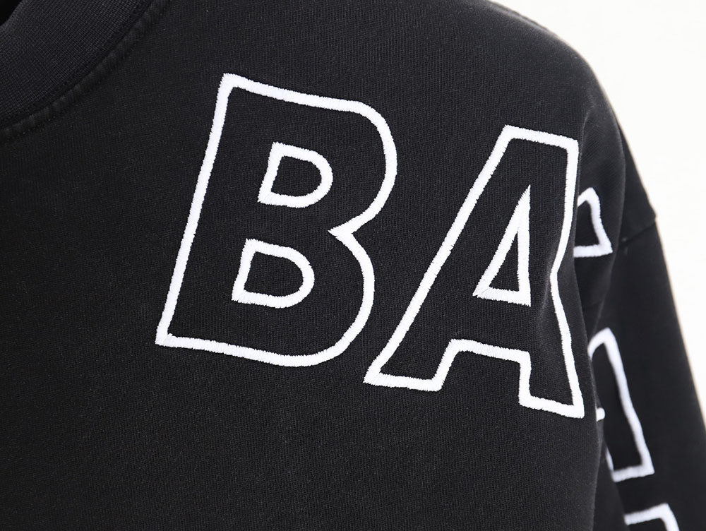Balenciaga 23ss washed distressed seamless embroidered letter long sleeves