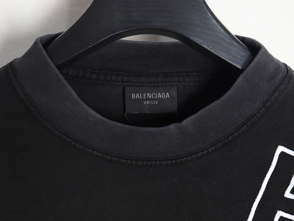 Balenciaga 23ss washed distressed seamless embroidered letter long sleeves