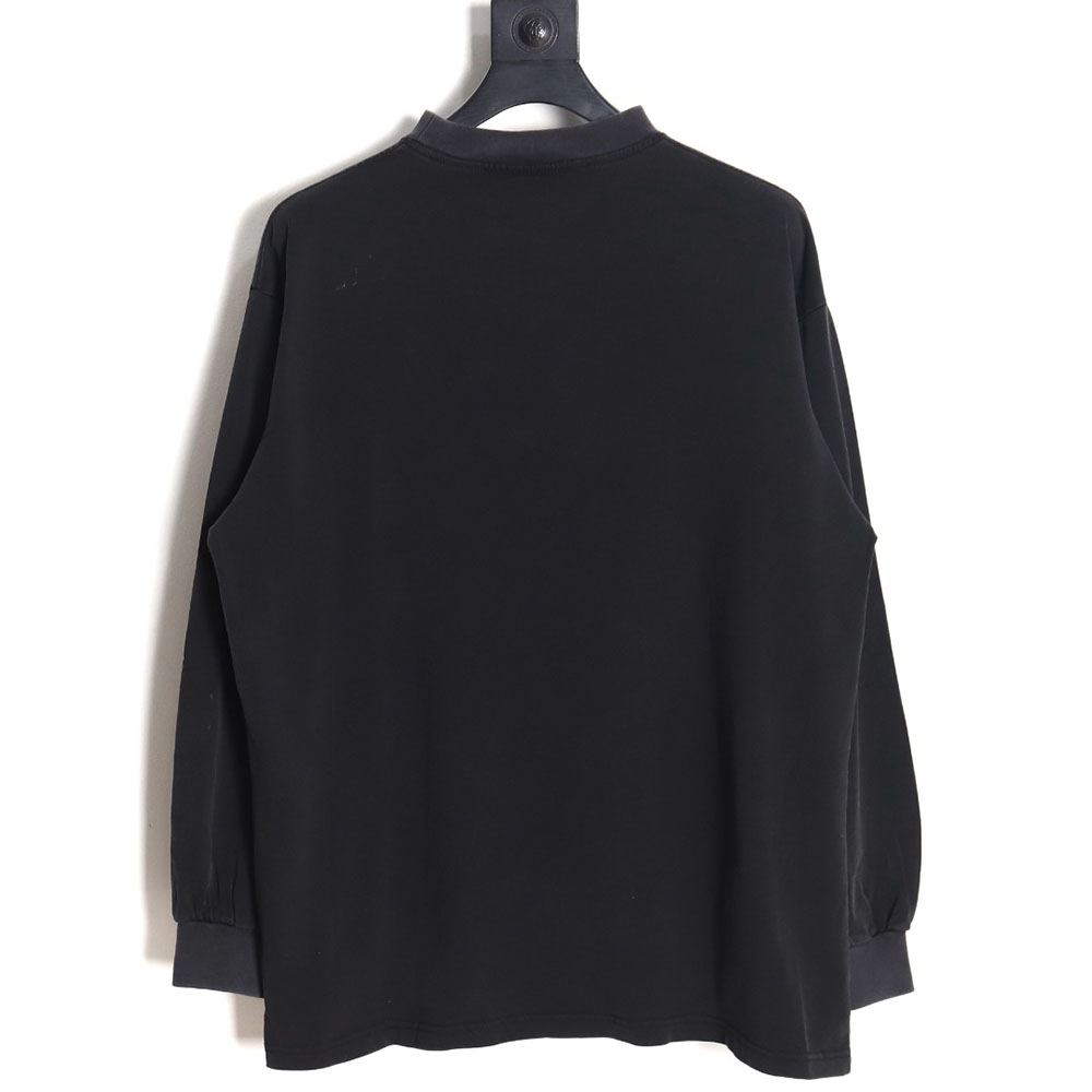 Balenciaga 23ss washed distressed seamless embroidered letter long sleeves