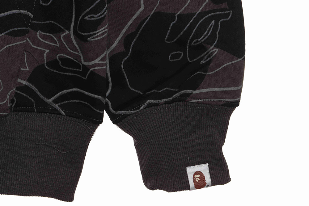 Bape laminated camo shark zipper hoodie