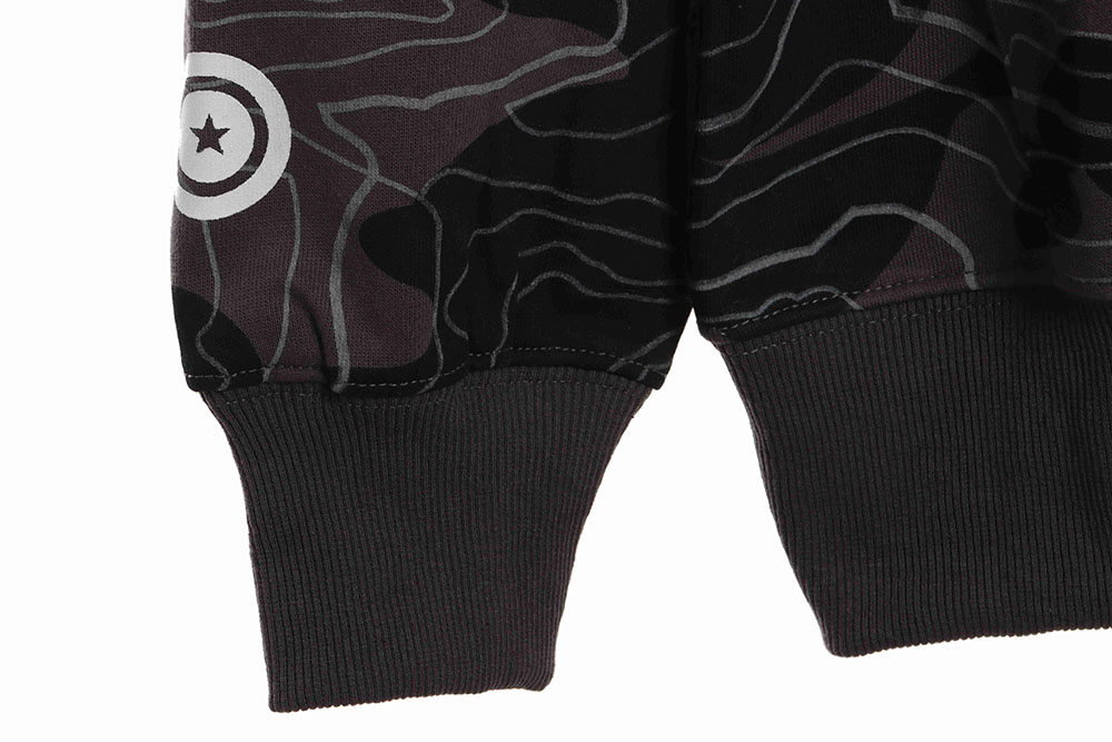 Bape laminated camo shark zipper hoodie