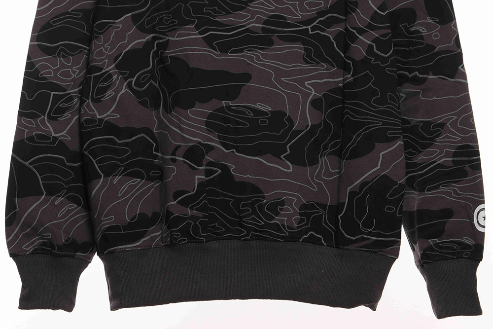 Bape laminated camo shark zipper hoodie