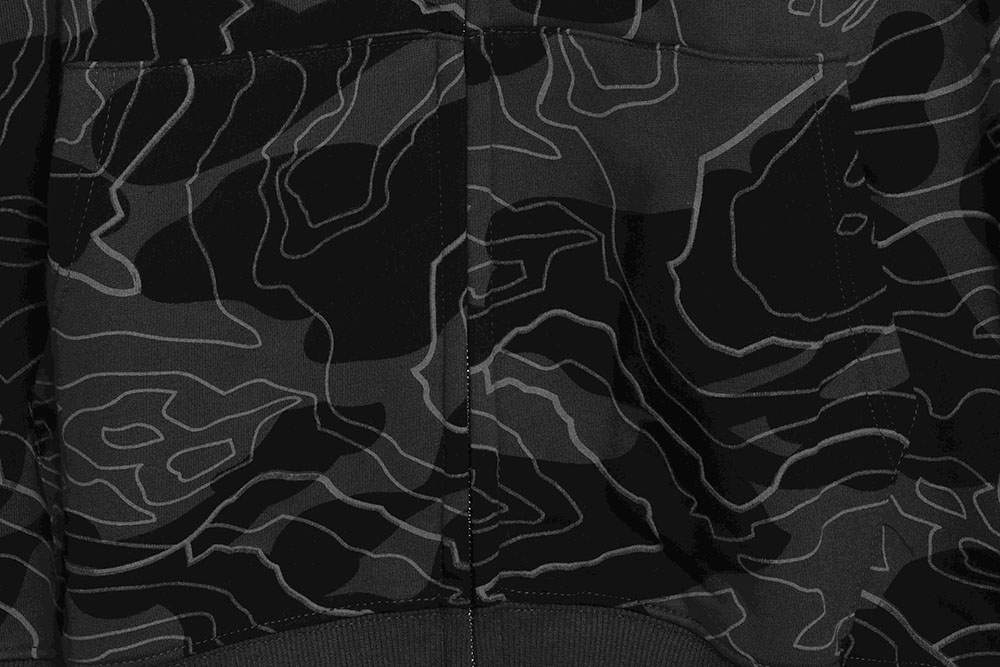 Bape laminated camo shark zipper hoodie