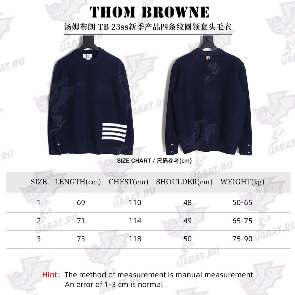 TB THOM BROWNE\THOM BROWNE TB 23ss new season product four stripes round neck pullover sweater_CM_1