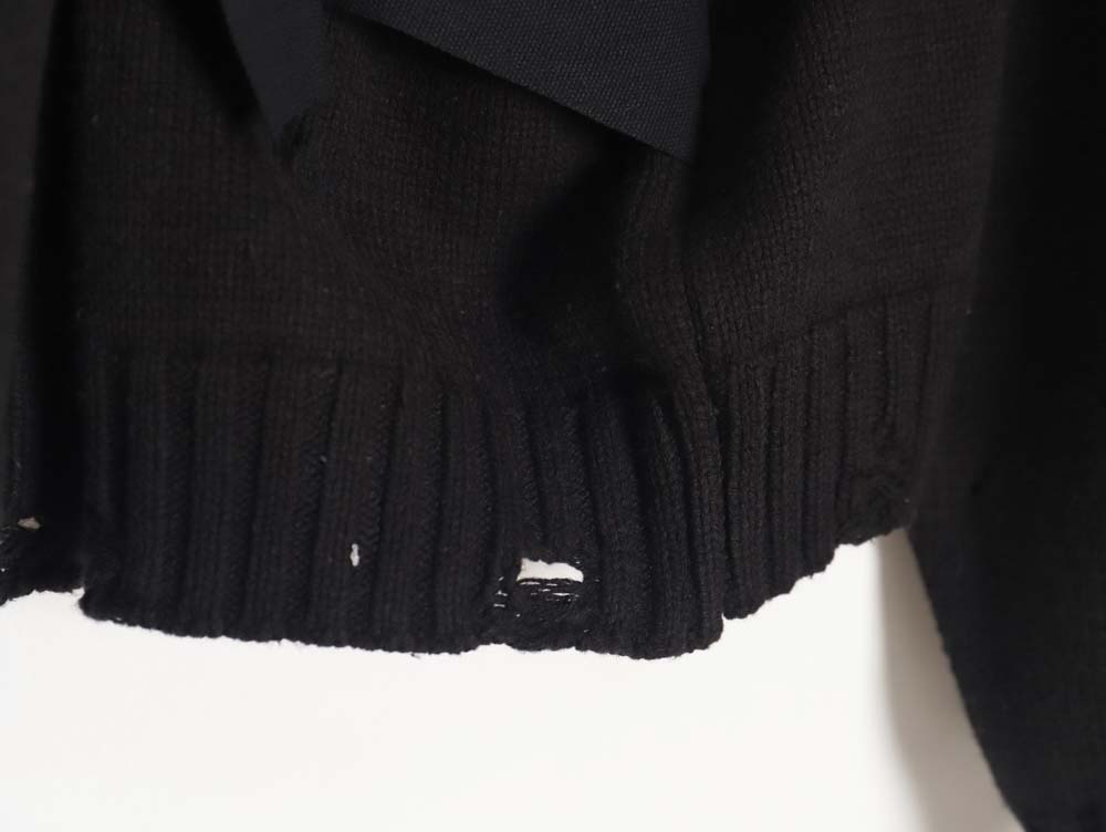 UNDERMYCAR\UNDERMYCAR 23FW Destroyed Ribbon Lazy Loose Round Neck Sweater_CM_1