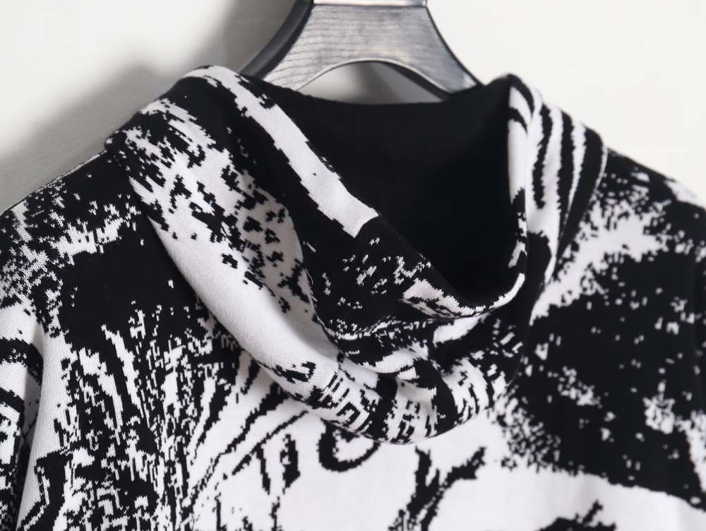 LOUIS VUITTON LV Louis Vuitton\Louis Vuitton LV Louis Vuitton 23FW patchwork pattern jacquard knitted hoodie