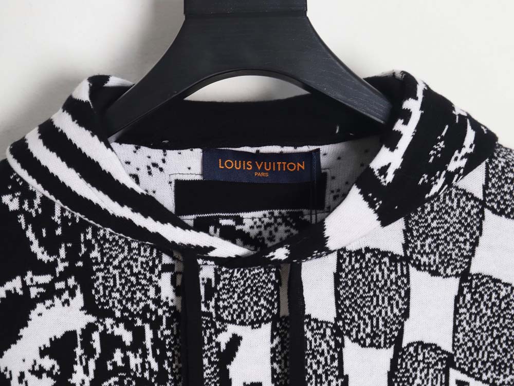 LOUIS VUITTON LV Louis Vuitton\Louis Vuitton LV Louis Vuitton 23FW patchwork pattern jacquard knitted hoodie