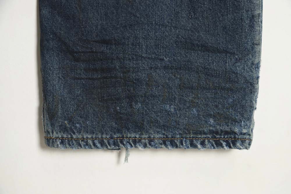 Balenciaga 23FW machine style large damage pleated jeans