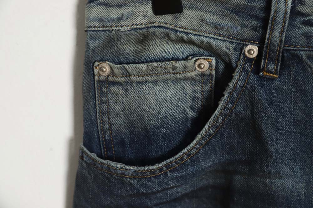 Balenciaga 23FW machine style large damage pleated jeans