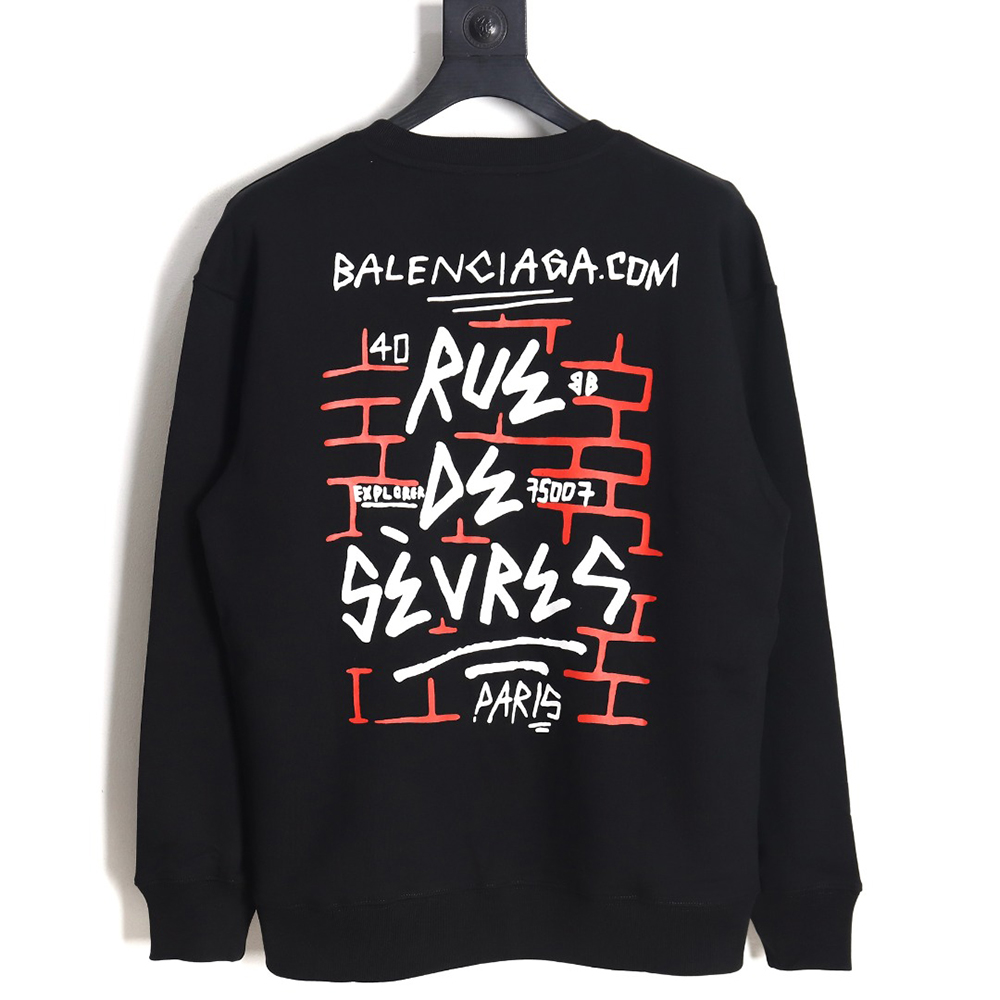 Balenciaga 23Fw graffiti lettering print crew neck sweatshirt