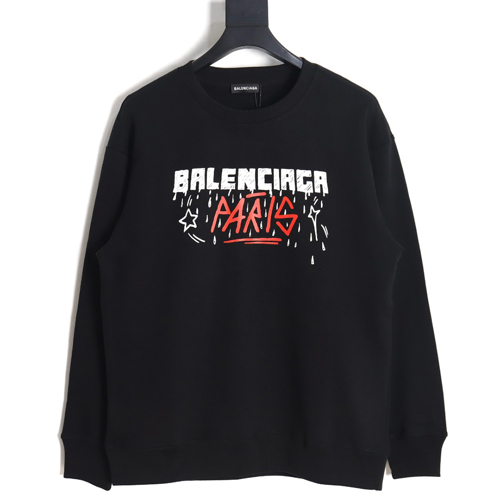 Balenciaga 23Fw graffiti lettering print crew neck sweatshirt