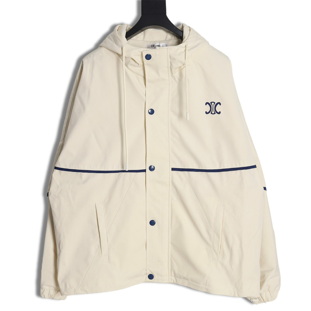 Celine embroidered slogan retro zipper windbreaker jacket