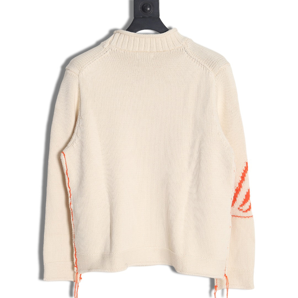 Dior 23Fw orange space element jacquard embroidered crew neck sweater
