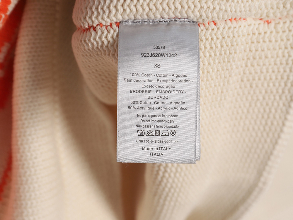 Dior 23Fw orange space element jacquard embroidered crew neck sweater
