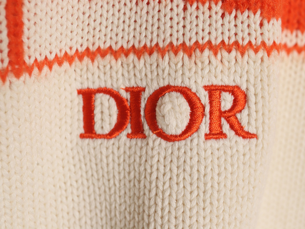 Dior 23Fw orange space element jacquard embroidered crew neck sweater