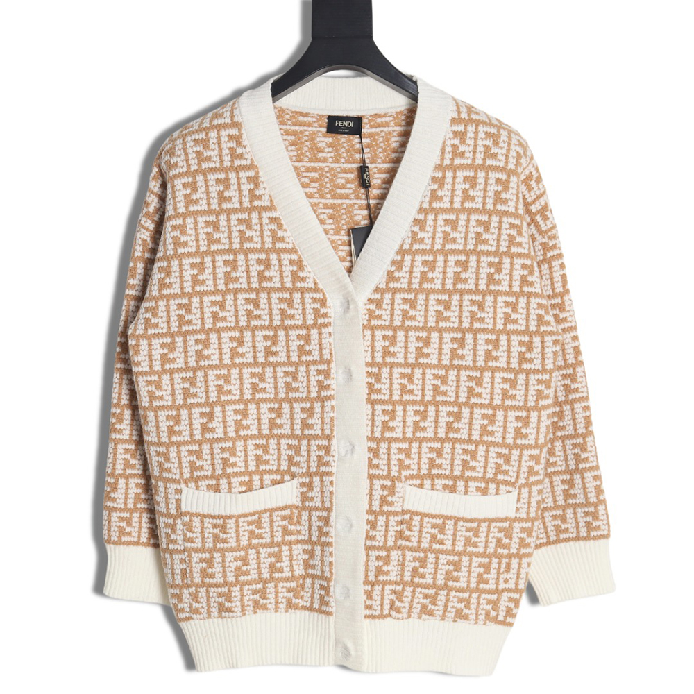 Fendi 22Fw Double F jacquard cardigan sweater