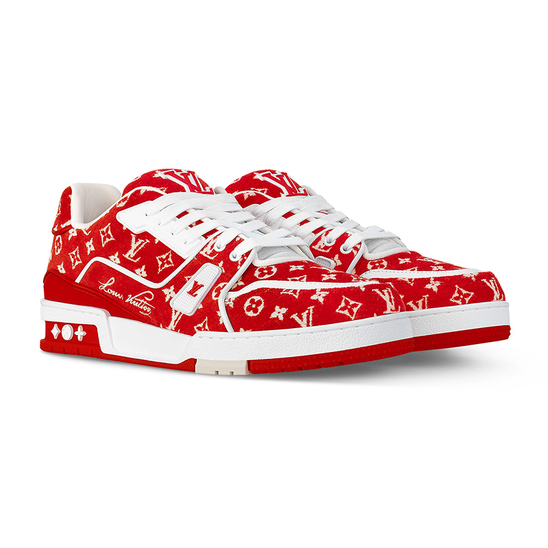 Louis Vuitton Trainer Red Monogram Textile