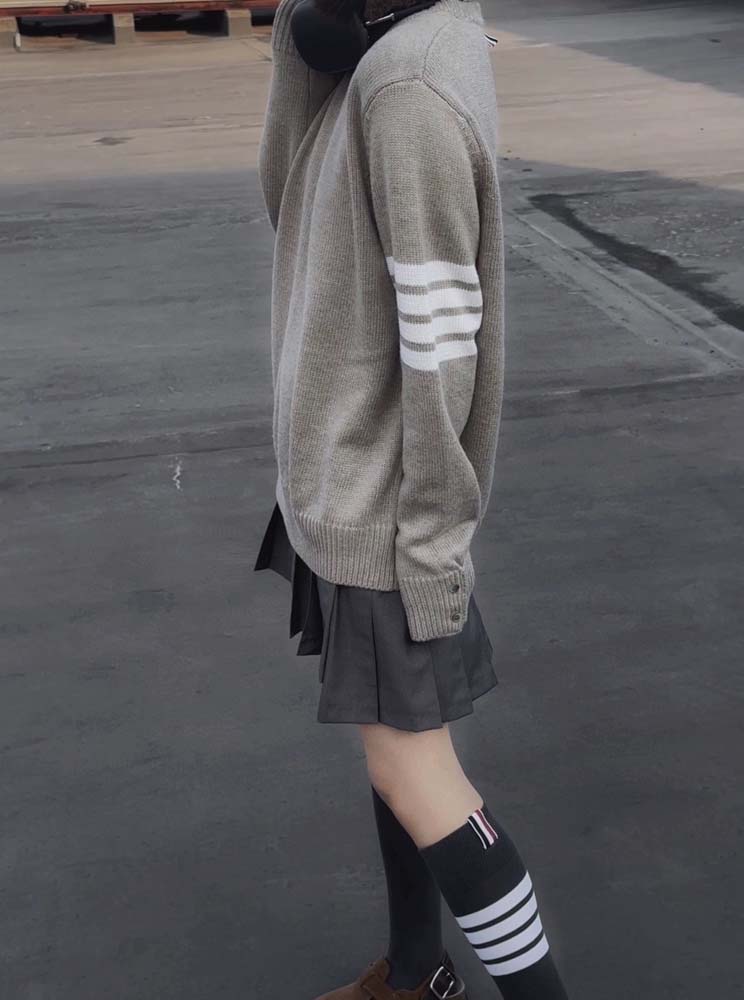 THOM BROWNE TB 23FW thickened wool crew neck sweater_CM_1