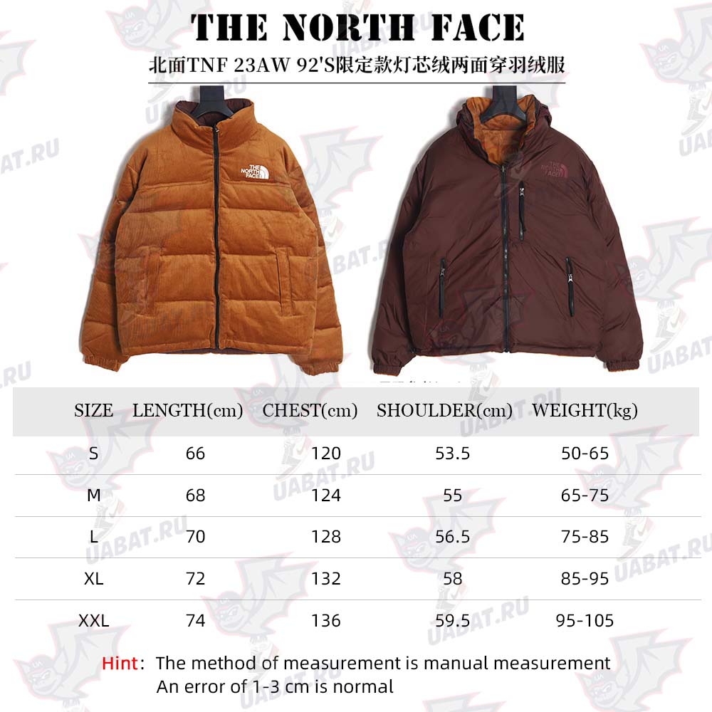 The North Face TNF 23AW 92'S limited corduroy reversible down jacket