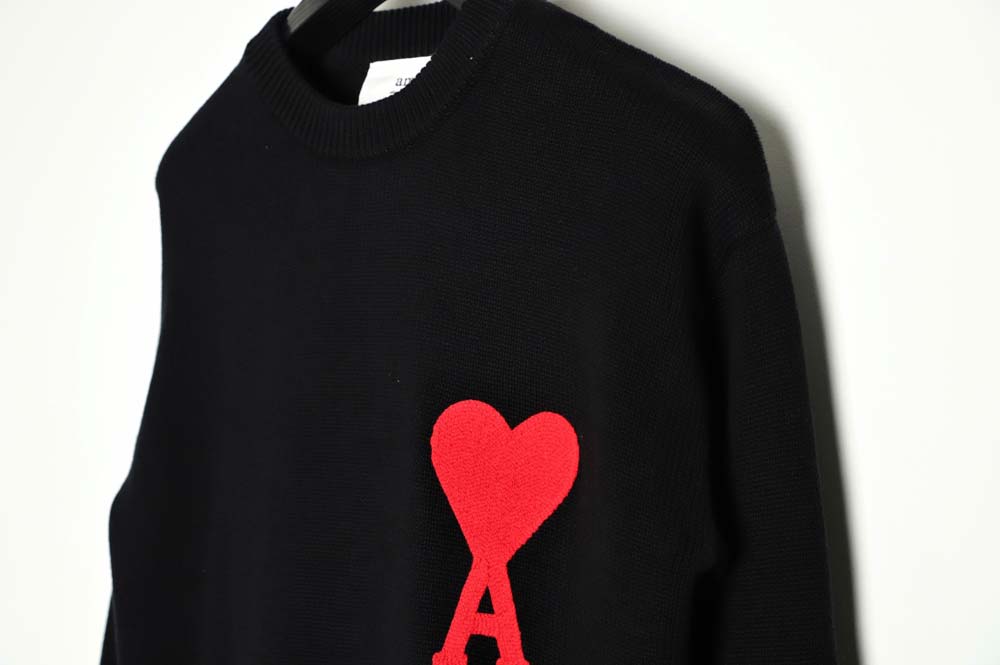 AMI PARIS 21FW love embroidered crew neck sweater_CM_5