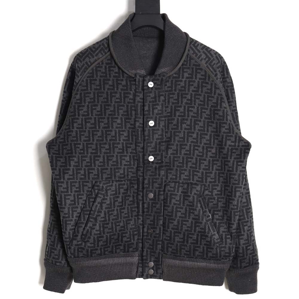 FENDI Fendi FD 22FW all-over jacquard FF double-sided wool bomber jacket