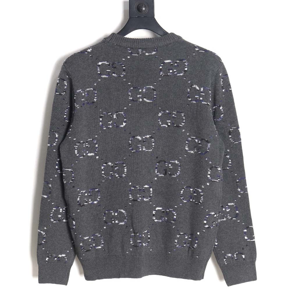 Gucci 23F new gradient full-print double G jacquard casual crew neck sweater