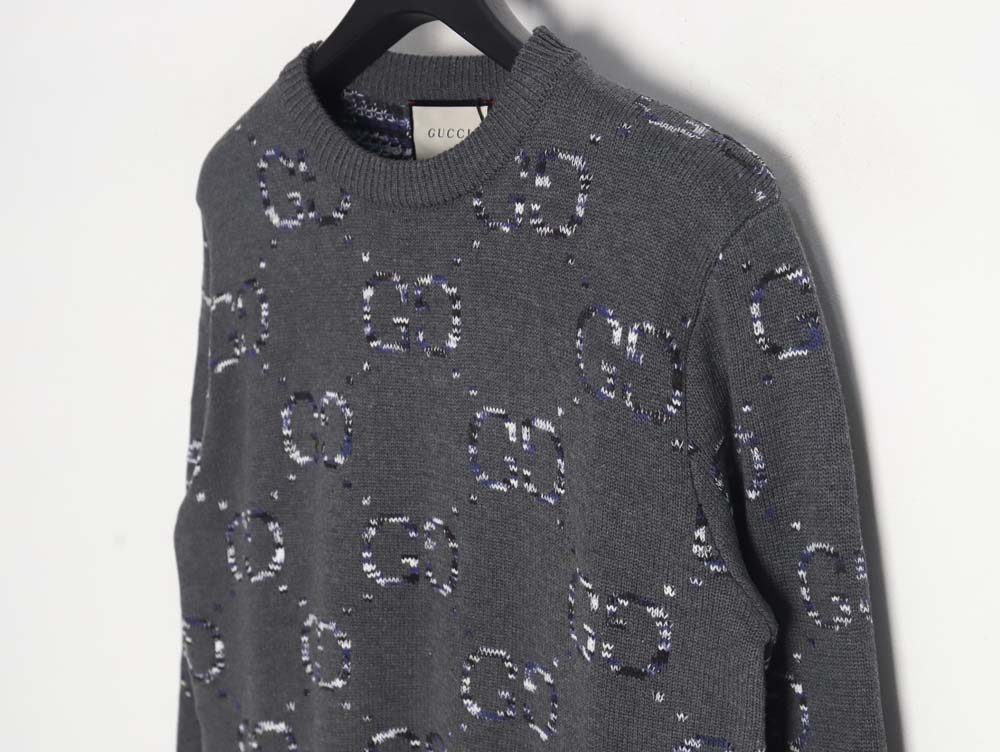 Gucci 23F new gradient full-print double G jacquard casual crew neck sweater