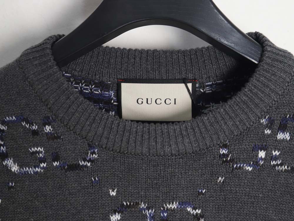 Gucci 23F new gradient full-print double G jacquard casual crew neck sweater