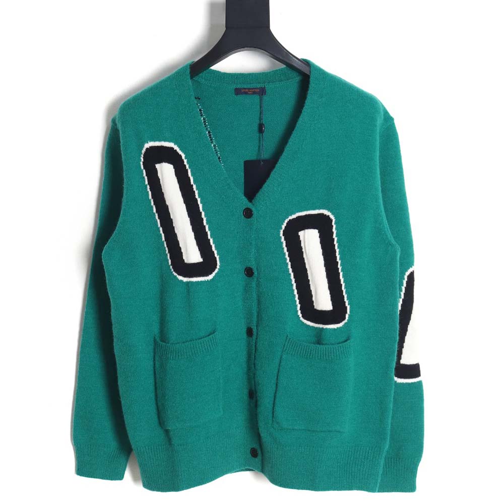 Louis Vuitton Louis Vuitton 23Fw green sweater cardigan
