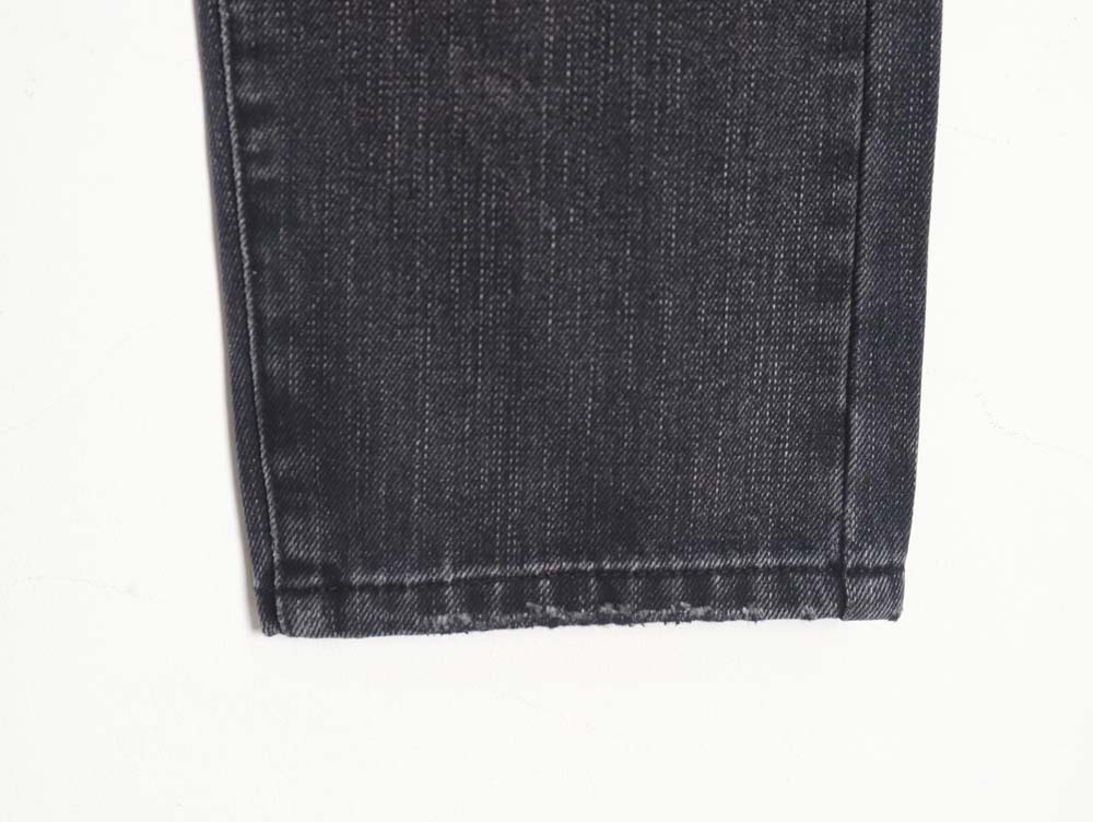 Prada 23Fw triangle logo and logo embroidered washed jeans
