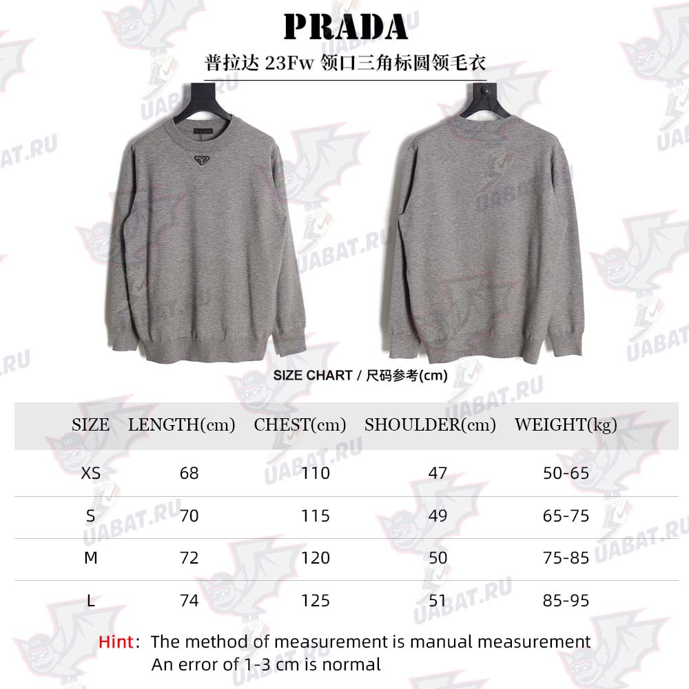 Prada 23Fw triangle logo crew neck sweater_CM_1