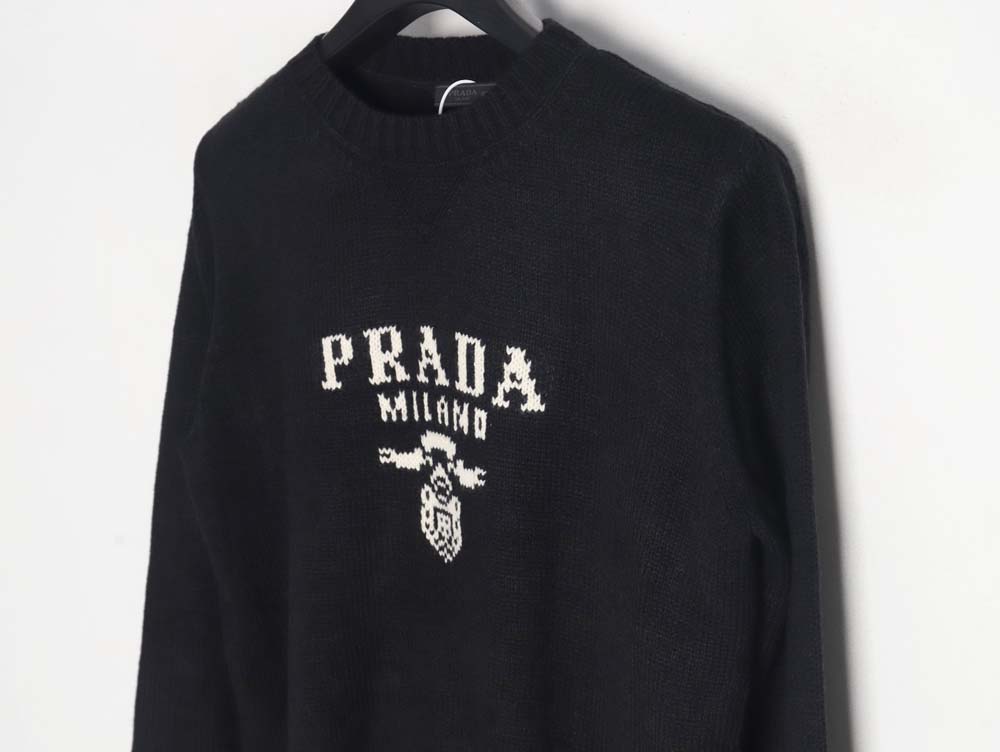 Prada PRD 23FW chest jacquard crew neck sweater