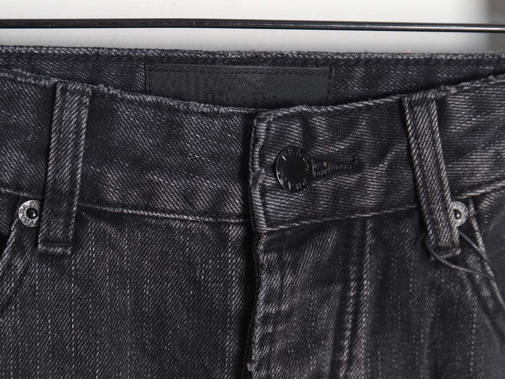 Prada 23Fw triangle logo and logo embroidered washed jeans