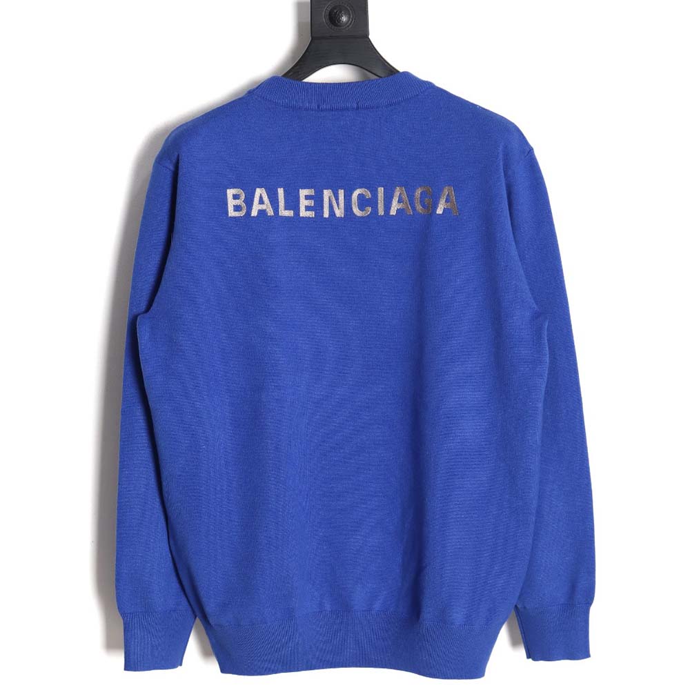 Balenciaga 23Fw embroidered front and back crew neck sweater