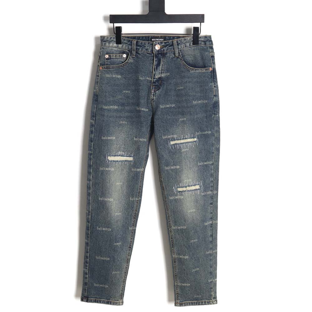 Balenciaga Balenciaga 23Fw all-over lettering distressed washed jeans