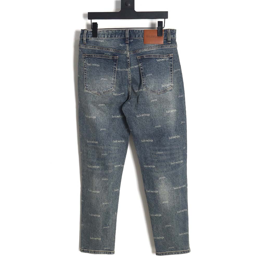 Balenciaga Balenciaga 23Fw all-over lettering distressed washed jeans